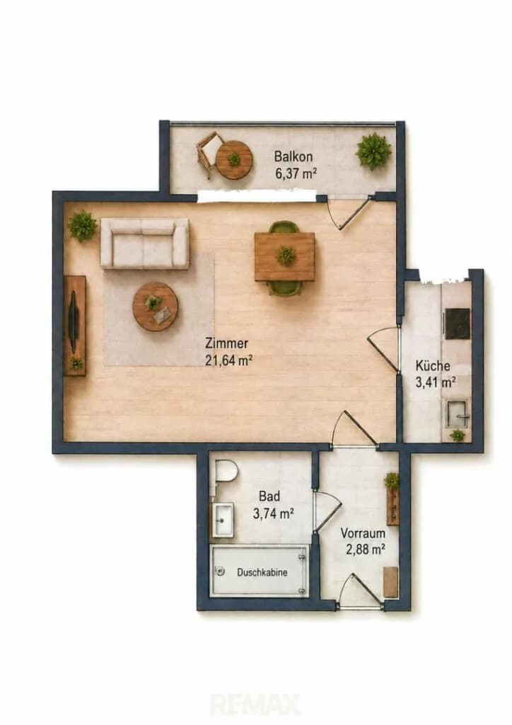1-Zimmer-Wohnung mieten in Graz – 31,67 m², € 536 – Bild 2 von 11