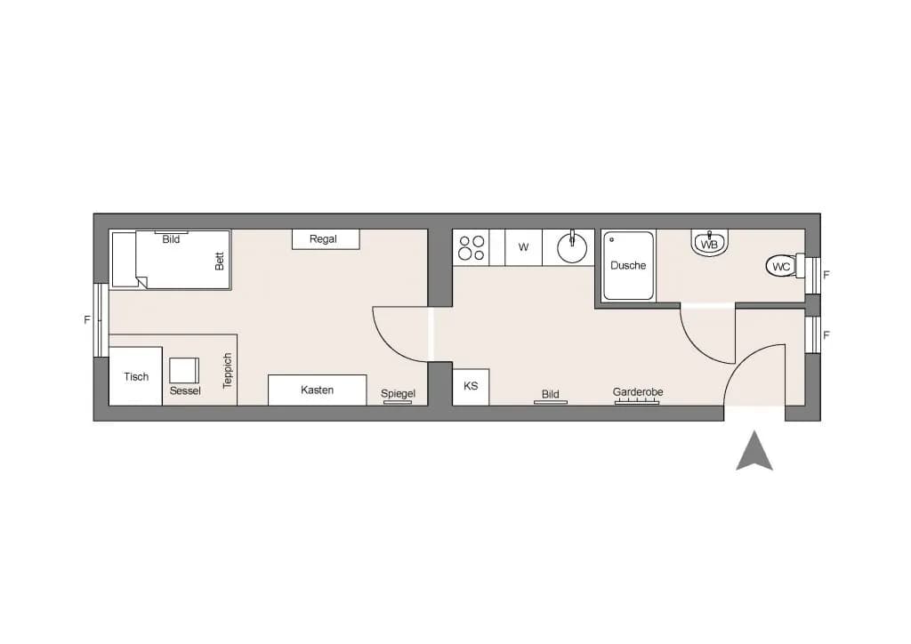 1-Zimmer-Wohnung mieten in Wien – 19 m², € 800 – Bild 9 von 9
