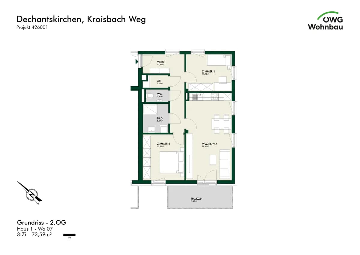 3-Zimmer-Wohnung mieten in Hartberg-Fürstenfeld – 73,5 m², € 827 – Bild 2 von 2