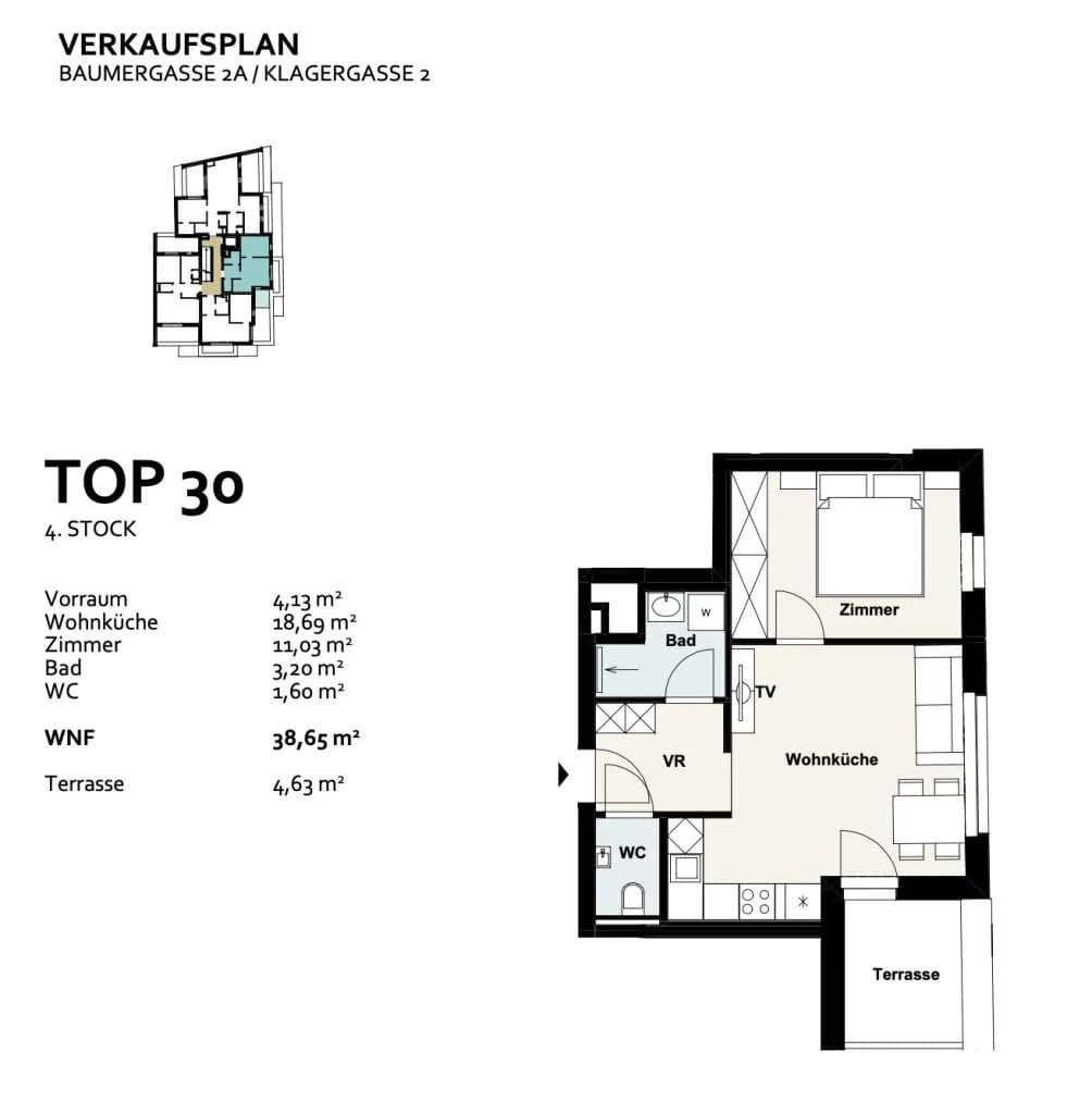 2-Zimmer-Wohnung kaufen in Wien – 38,65 m², € 319.000 – Bild 8 von 8