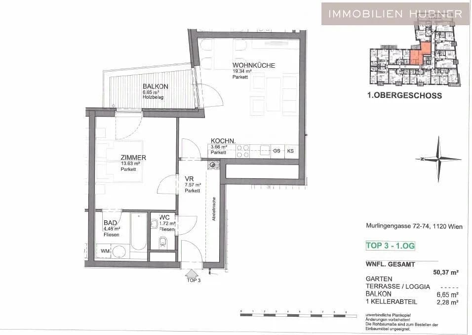 2-Zimmer-Wohnung mieten in Wien – 50,37 m², € 1.180 – Bild 9 von 12
