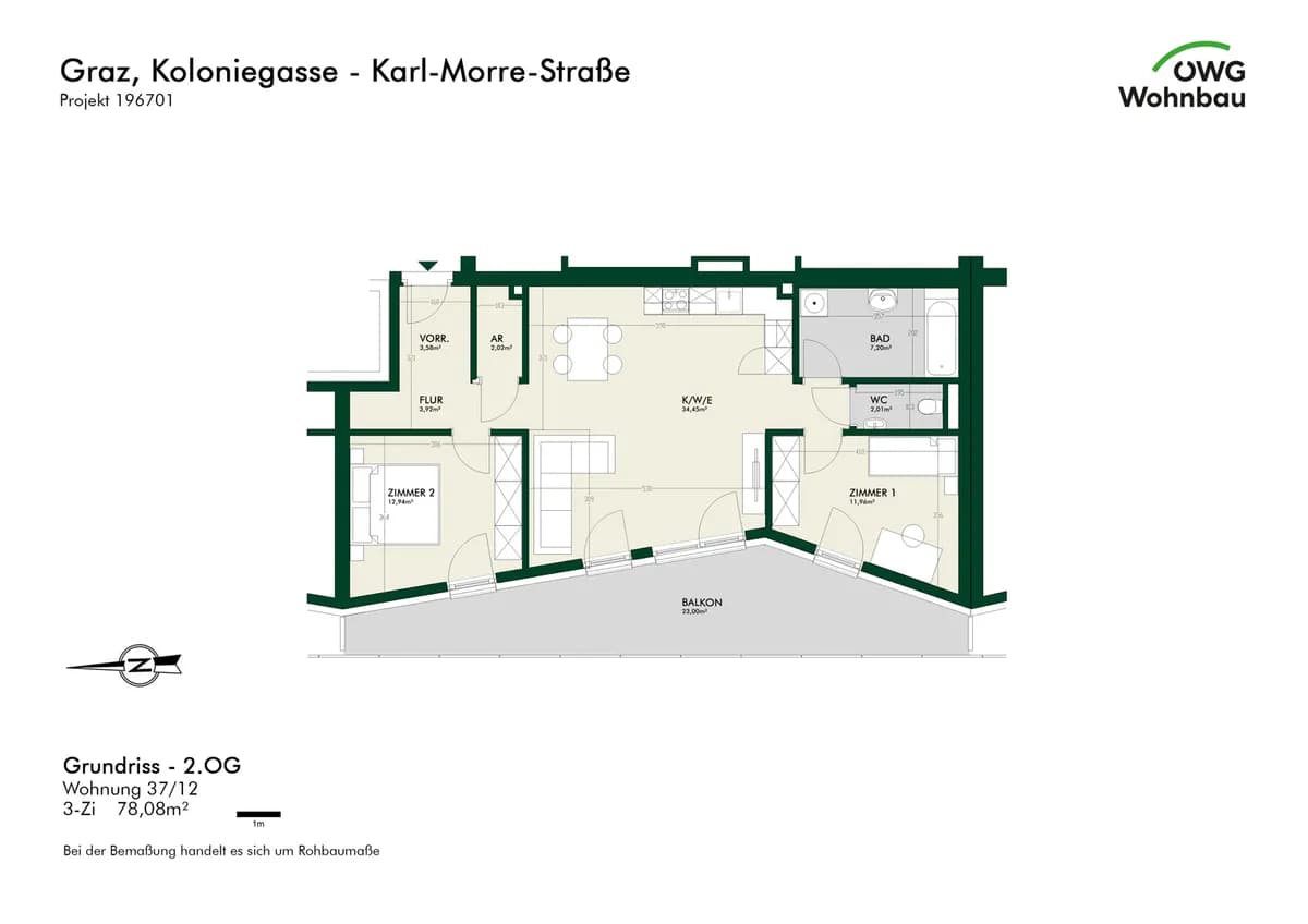 3-Zimmer-Wohnung mieten in Graz – 78,1 m², € 1.363 – Bild 5 von 5