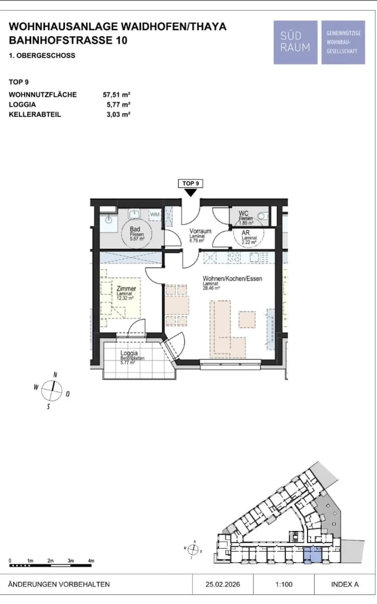 2-Zimmer-Wohnung mieten in Waidhofen an der Thaya – 57,51 m², € 745 – Bild 2 von 2