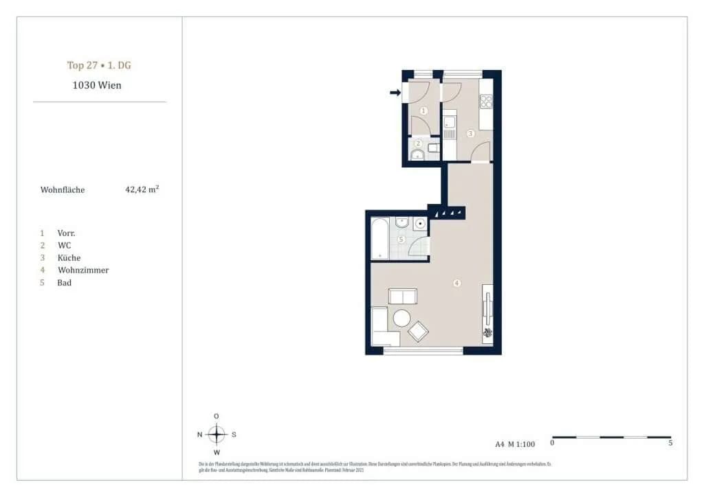 1-Zimmer-Wohnung kaufen in Wien – 42,42 m², € 275.000 – Bild 12 von 12