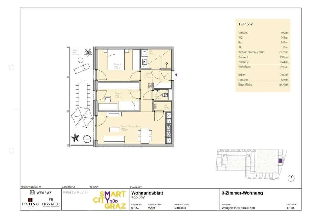 3-Zimmer-Wohnung mieten in Graz – 61,95 m², € 1.006 – Bild 6 von 6