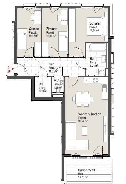4-Zimmer-Wohnung mieten in Sankt Johann im Pongau – 91,5 m², € 1.684 – Bild 7 von 7