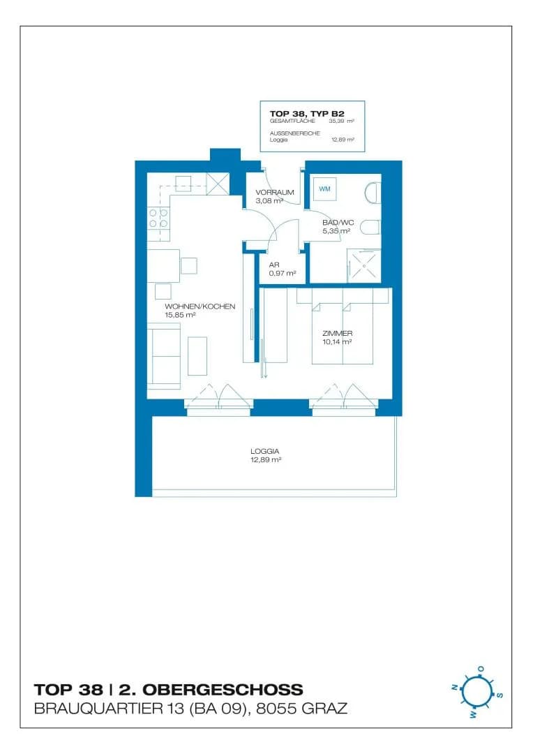 2-Zimmer-Wohnung mieten in Graz – 47,94 m², € 780 – Bild 14 von 14
