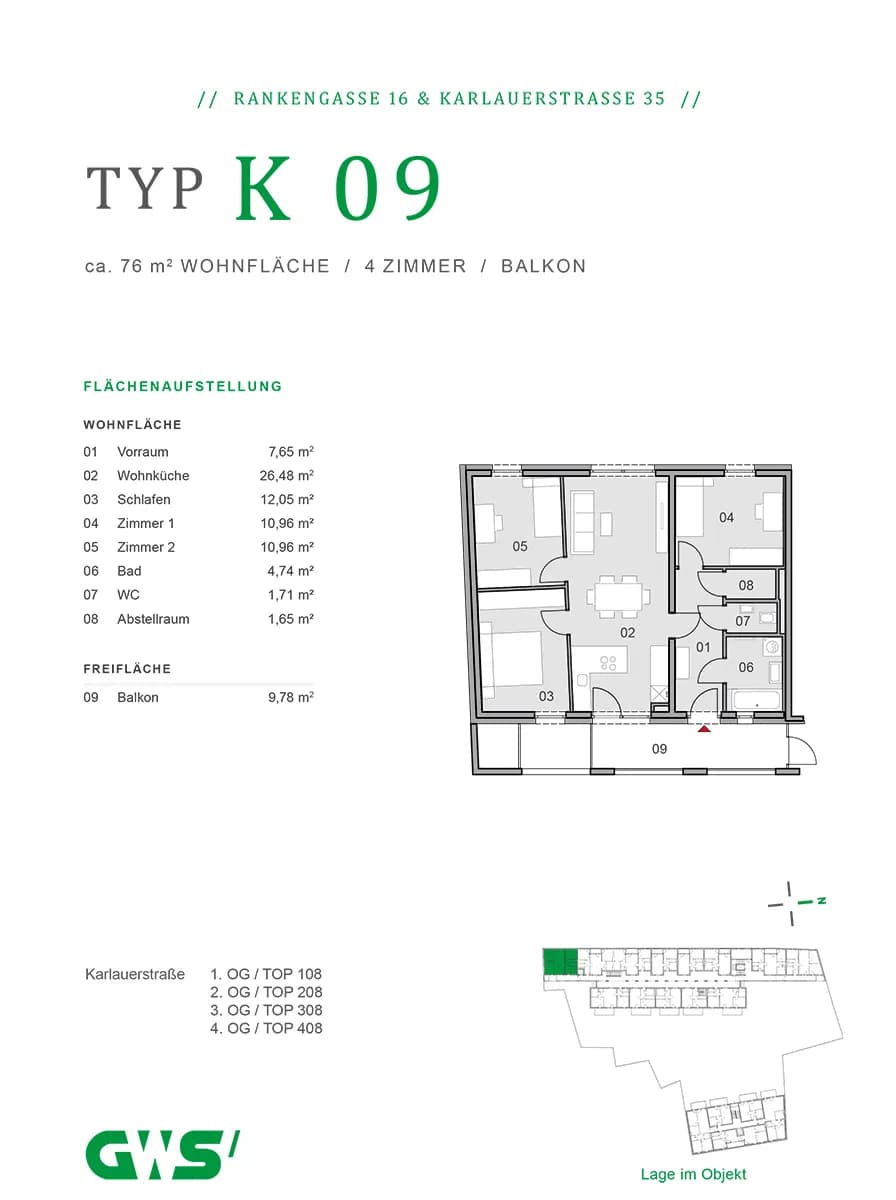 4-Zimmer-Wohnung mieten in Graz – 75,98 m², € 1.178 – Bild 16 von 16