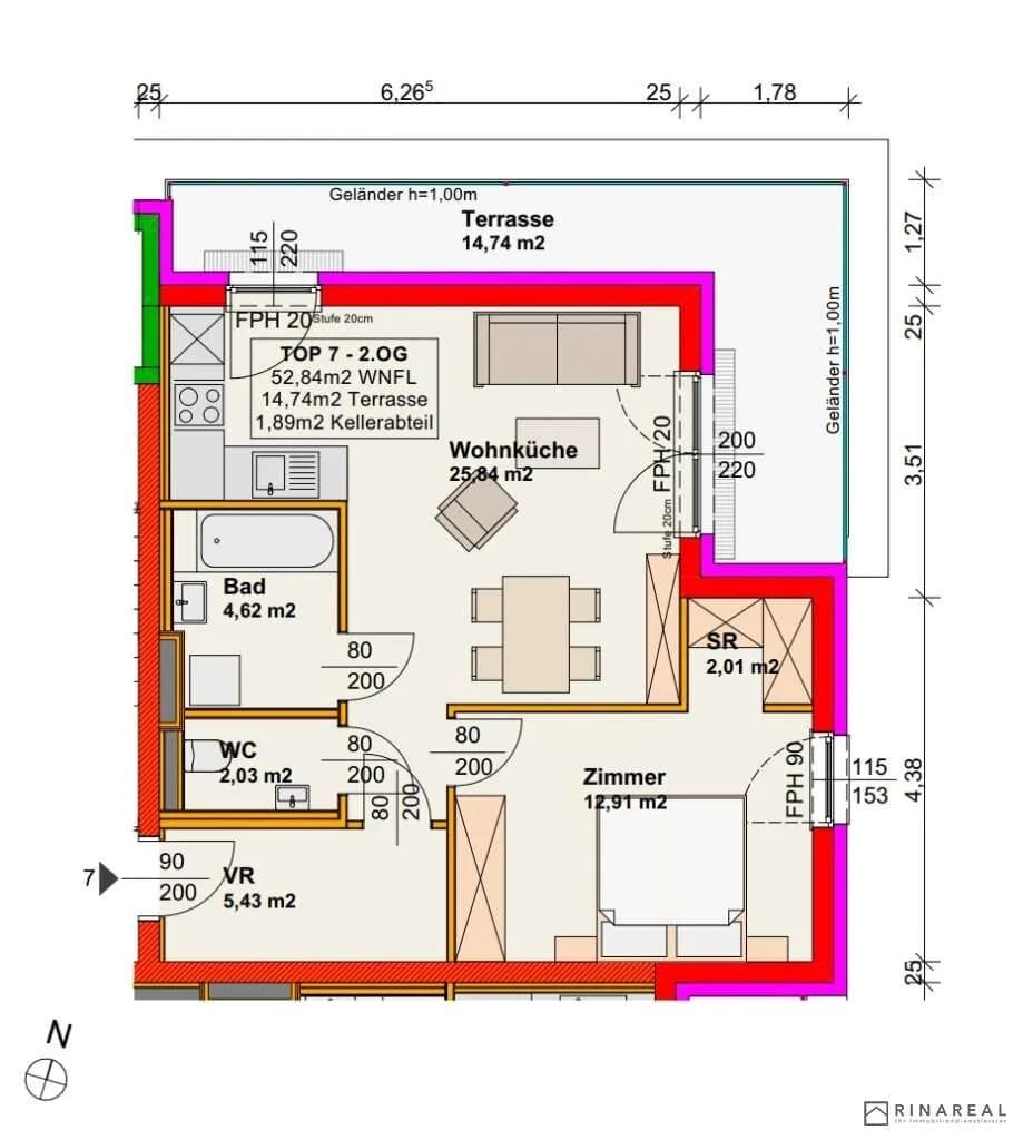 2-Zimmer-Wohnung kaufen in Wiener Neustadt – 52,84 m², € 239.500 – Bild 4 von 6
