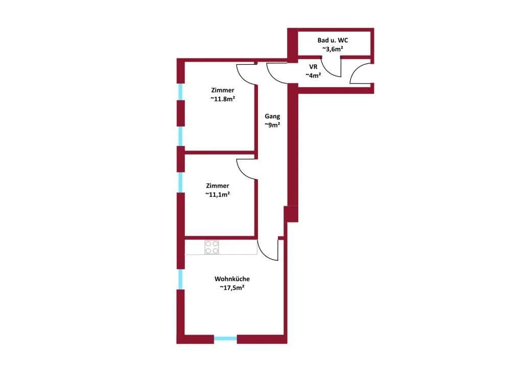 3-Zimmer-Wohnung kaufen in Wien – 57,5 m², € 205.000 – Bild 4 von 4