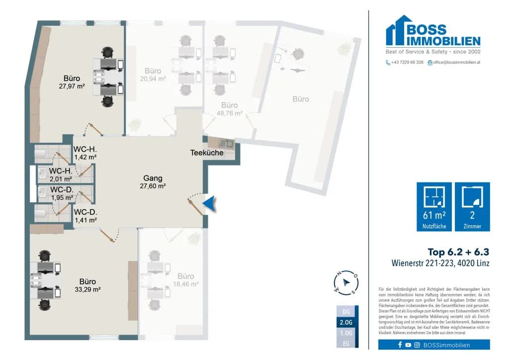 2-Zimmer-Gewerbeimmobilie mieten in Linz – 61 m², € 740 – Bild 13 von 13