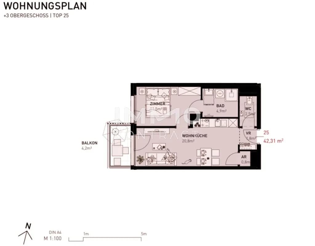 2-Zimmer-Wohnung kaufen in Wien – 42,31 m², € 299.500 – Bild 7 von 7