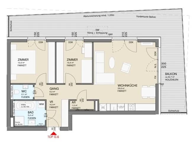 3-Zimmer-Wohnung mieten in Klagenfurt – 72 m², € 1.210