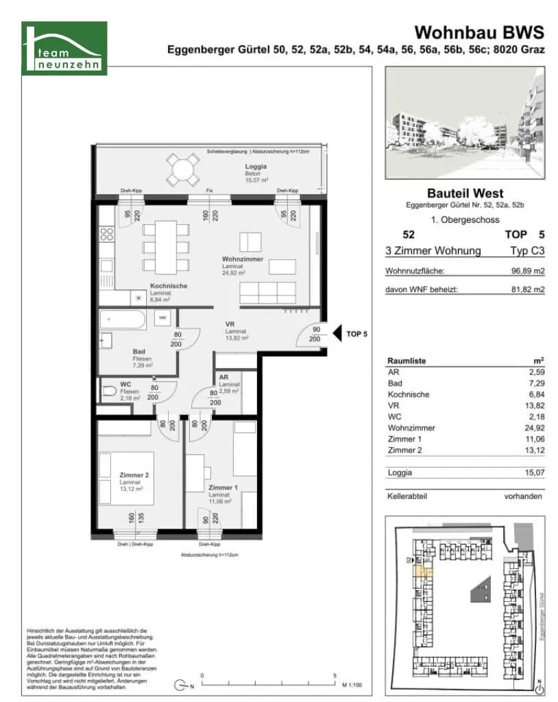 3-Zimmer-Wohnung mieten in Graz – 81,82 m², € 1.003 – Bild 16 von 16