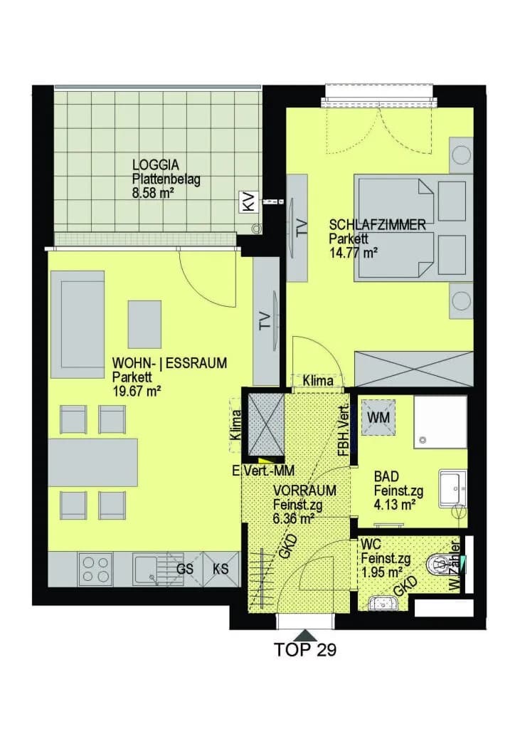2-Zimmer-Wohnung kaufen in Wien – 48,19 m², € 378.300 – Bild 2 von 19