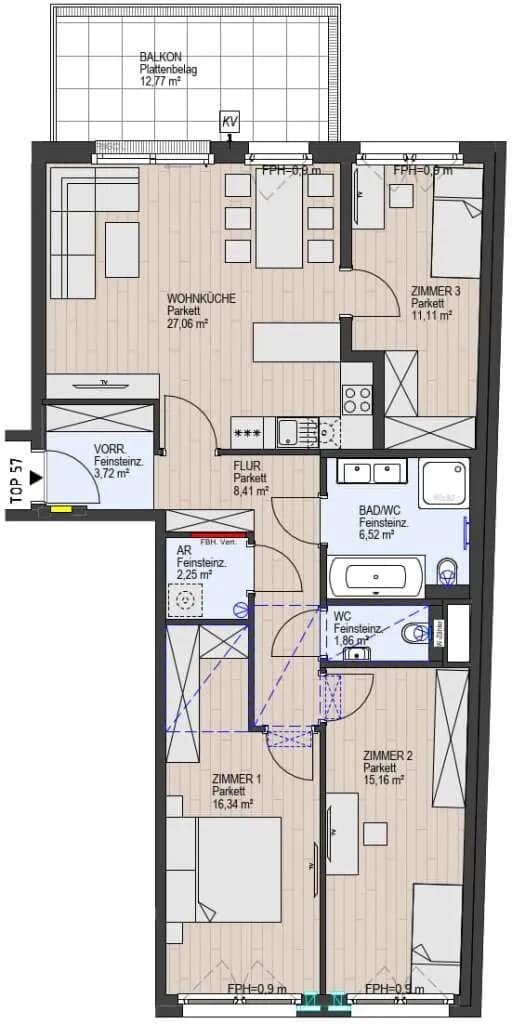 4-Zimmer-Wohnung kaufen in Wien – 92,43 m², € 657.000 – Bild 3 von 11