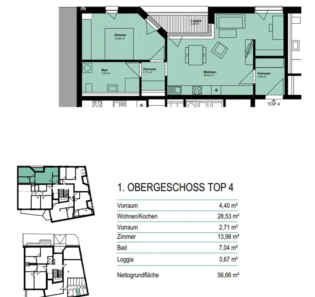2-Zimmer-Wohnung mieten in Graz – 56,66 m², € 823 – Bild 7 von 7