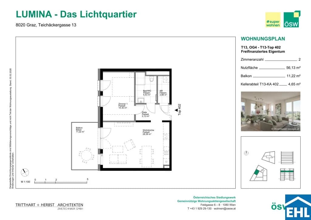 2-Zimmer-Wohnung kaufen in Graz – 55,17 m², € 273.000 – Bild 9 von 9