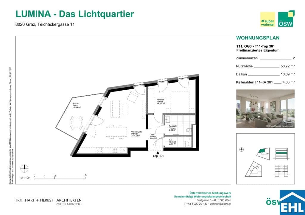 2-Zimmer-Wohnung kaufen in Graz – 58,72 m², € 271.000 – Bild 9 von 9