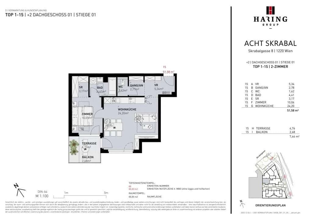2-Zimmer-Wohnung kaufen in Wien – 51,58 m², € 325.500 – Bild 5 von 5