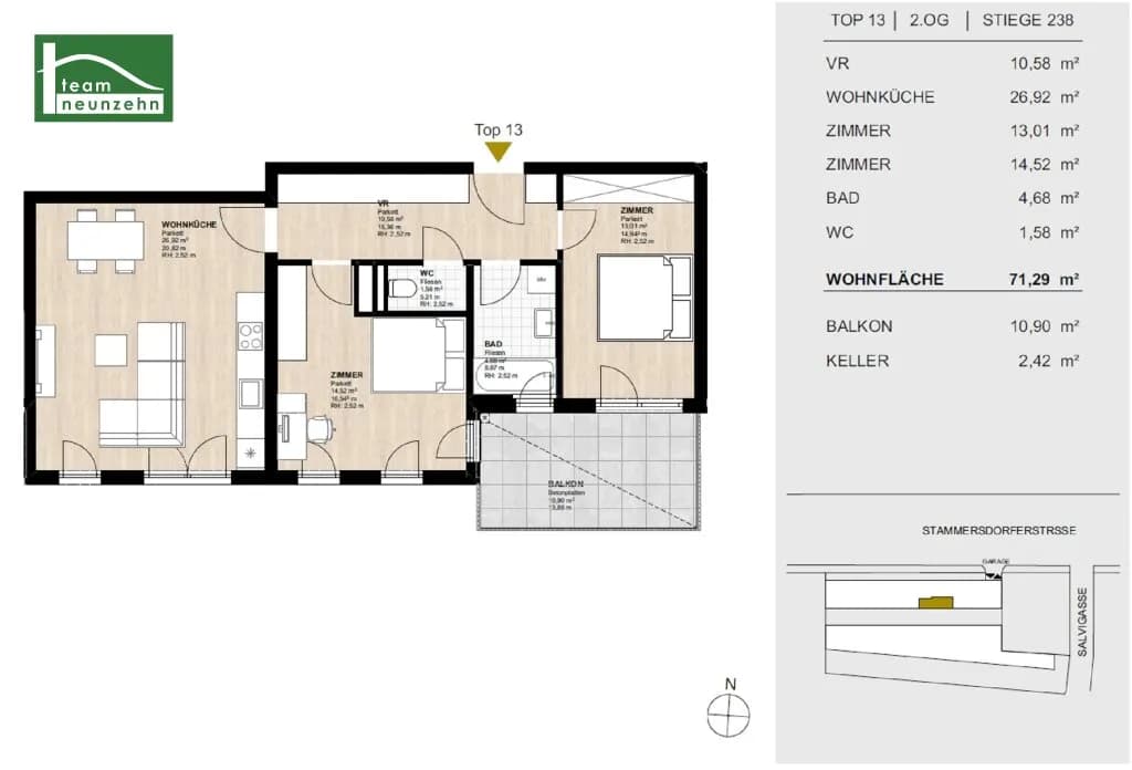 3-Zimmer-Wohnung mieten in Wien – 71,29 m², € 1.200 – Bild 11 von 11