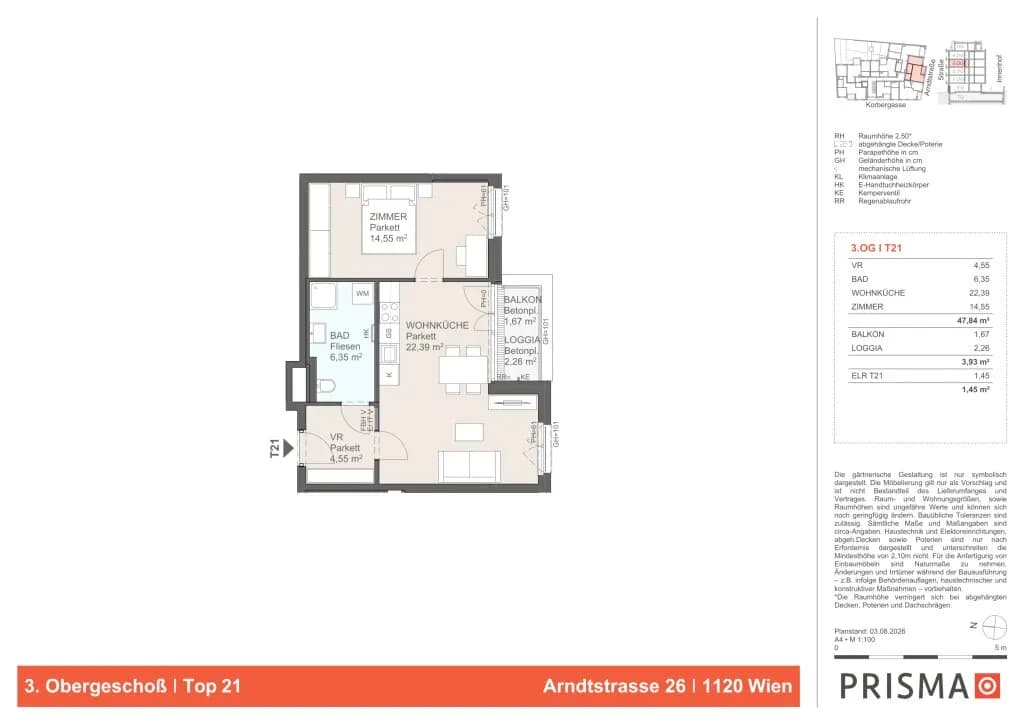 2-Zimmer-Wohnung kaufen in Wien – 47,84 m², € 343.500 – Bild 3 von 3