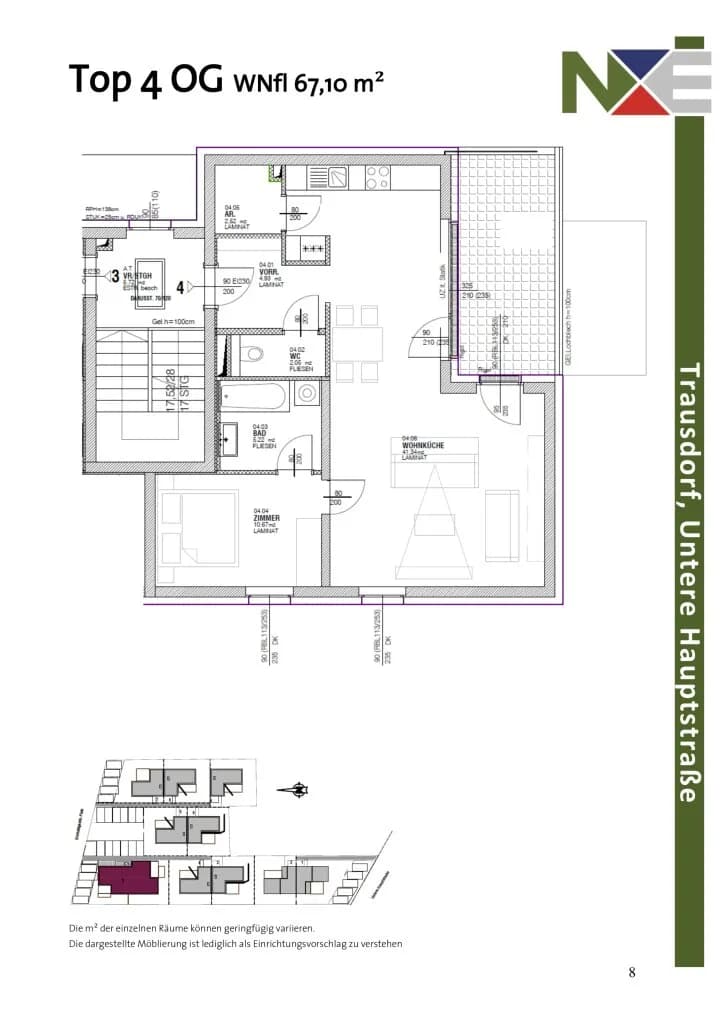 2-Zimmer-Wohnung mieten in Eisenstadt - Umgebung – 67,1 m², € 881 – Bild 4 von 4