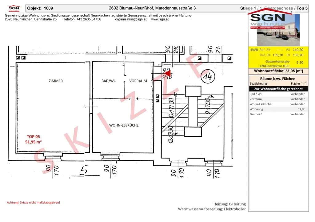 1-Zimmer-Wohnung mieten in Baden – 51,95 m², € 539 – Bild 2 von 2