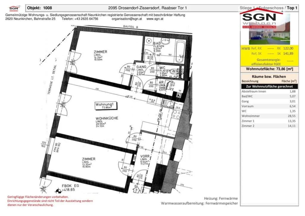 3-Zimmer-Wohnung mieten in Horn – 73,86 m², € 619 – Bild 3 von 3