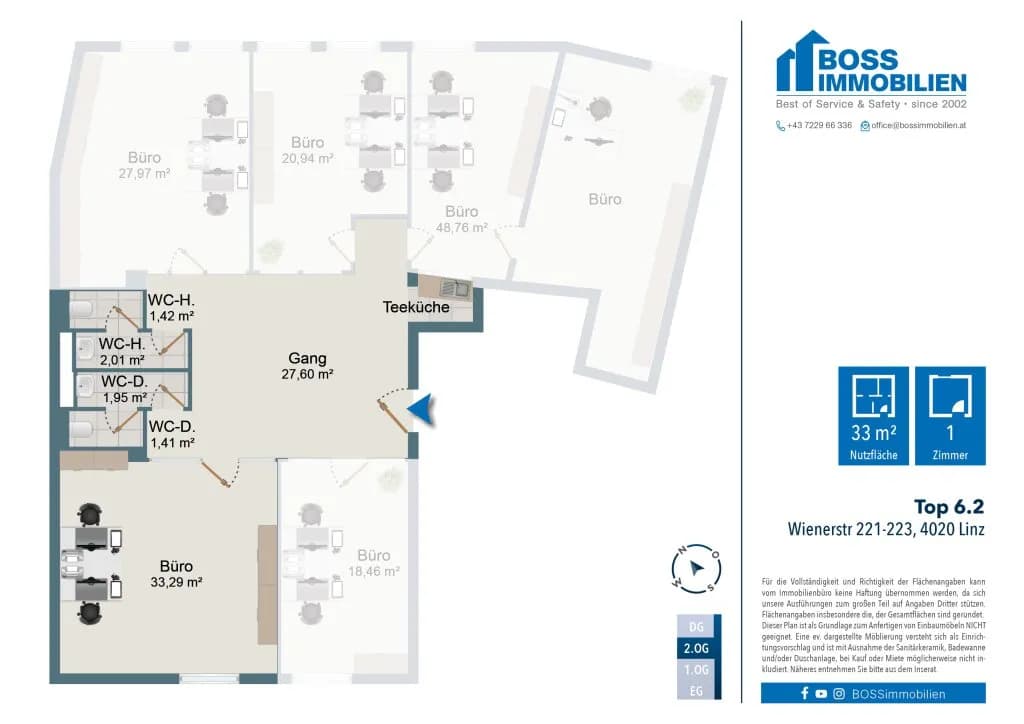 1-Zimmer-Gewerbeimmobilie mieten in Linz – 33 m², € 402 – Bild 11 von 11