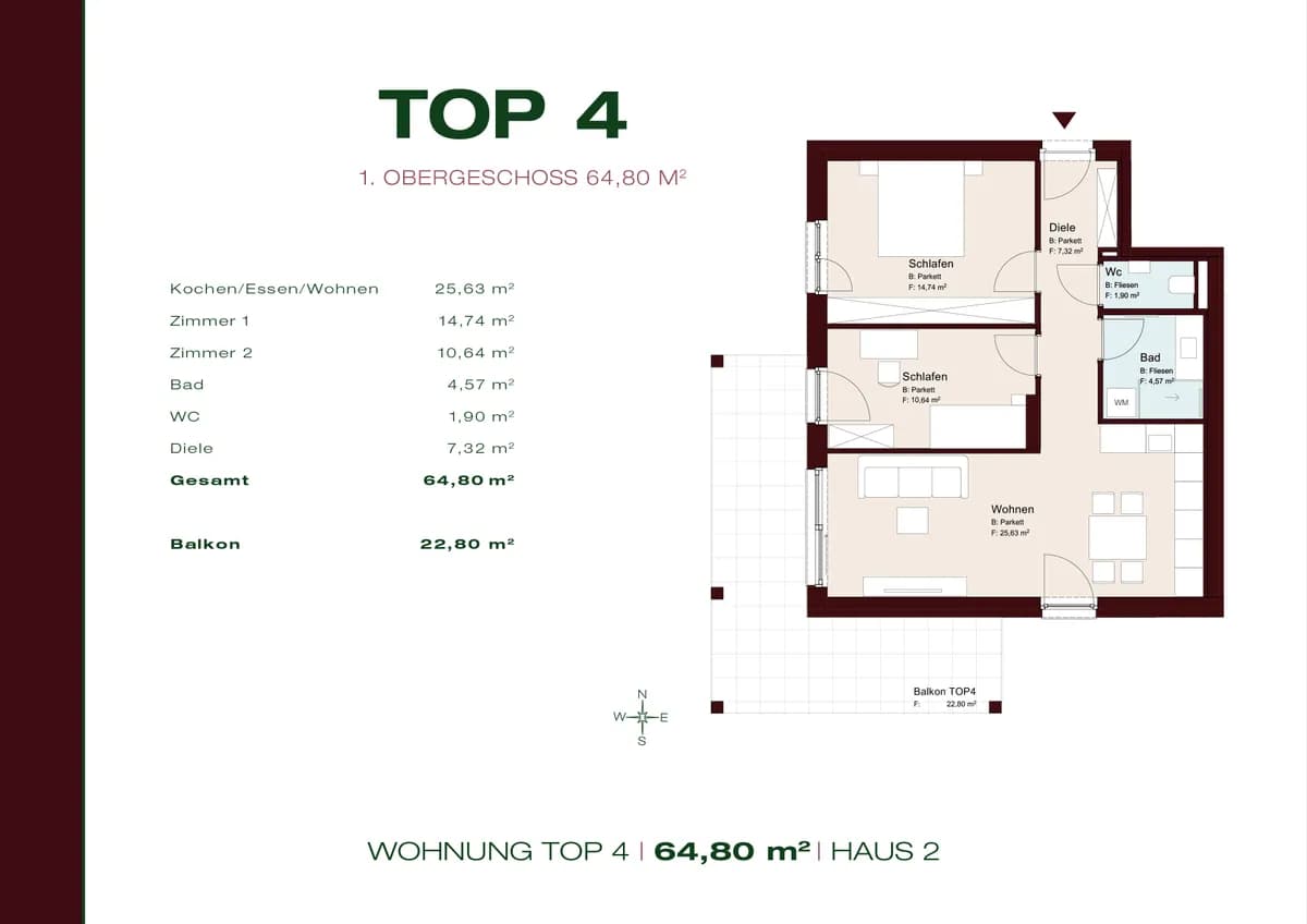 3-Zimmer-Wohnung kaufen in Graz – 64,79 m², € 427.680