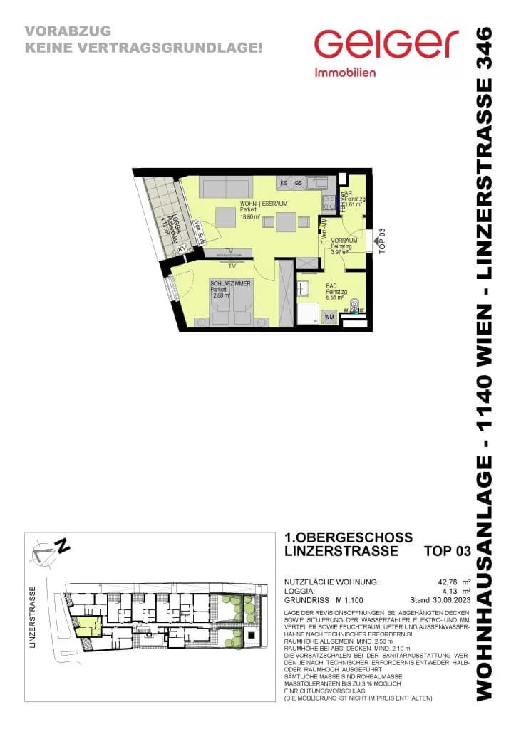 2-Zimmer-Wohnung kaufen in Wien – 42,89 m², € 284.300 – Bild 3 von 6