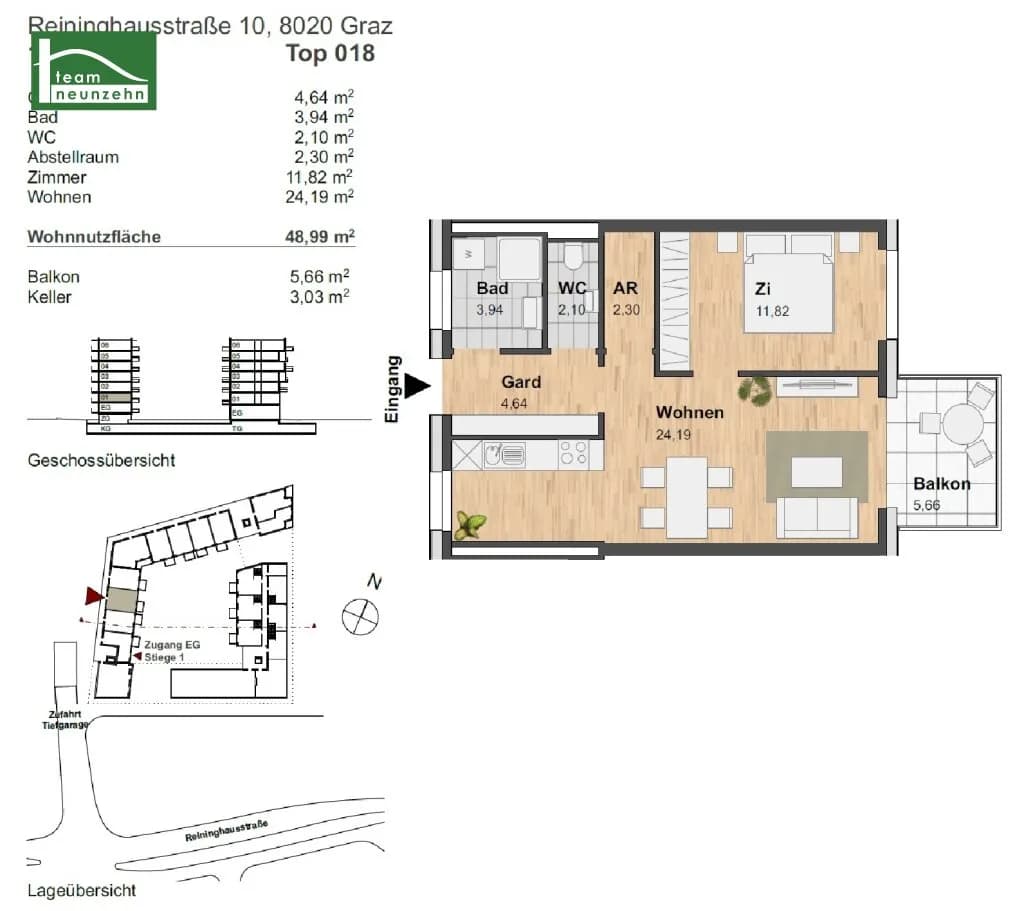 2-Zimmer-Wohnung mieten in Graz – 49,04 m², € 779 – Bild 26 von 26