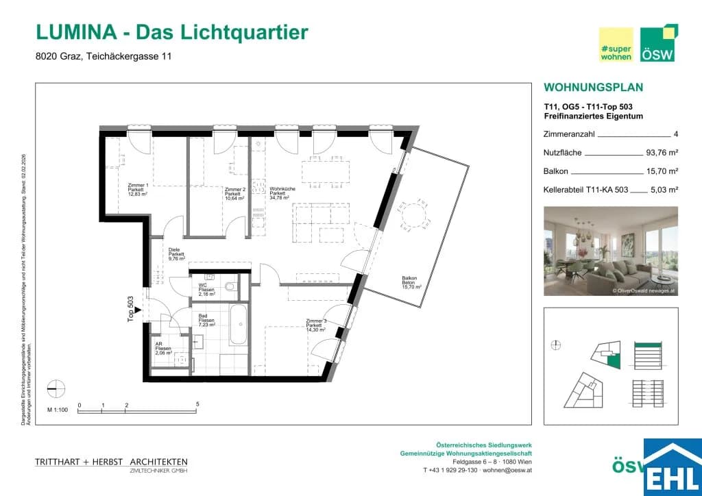 4-Zimmer-Wohnung kaufen in Graz – 93,76 m², € 456.000 – Bild 9 von 9