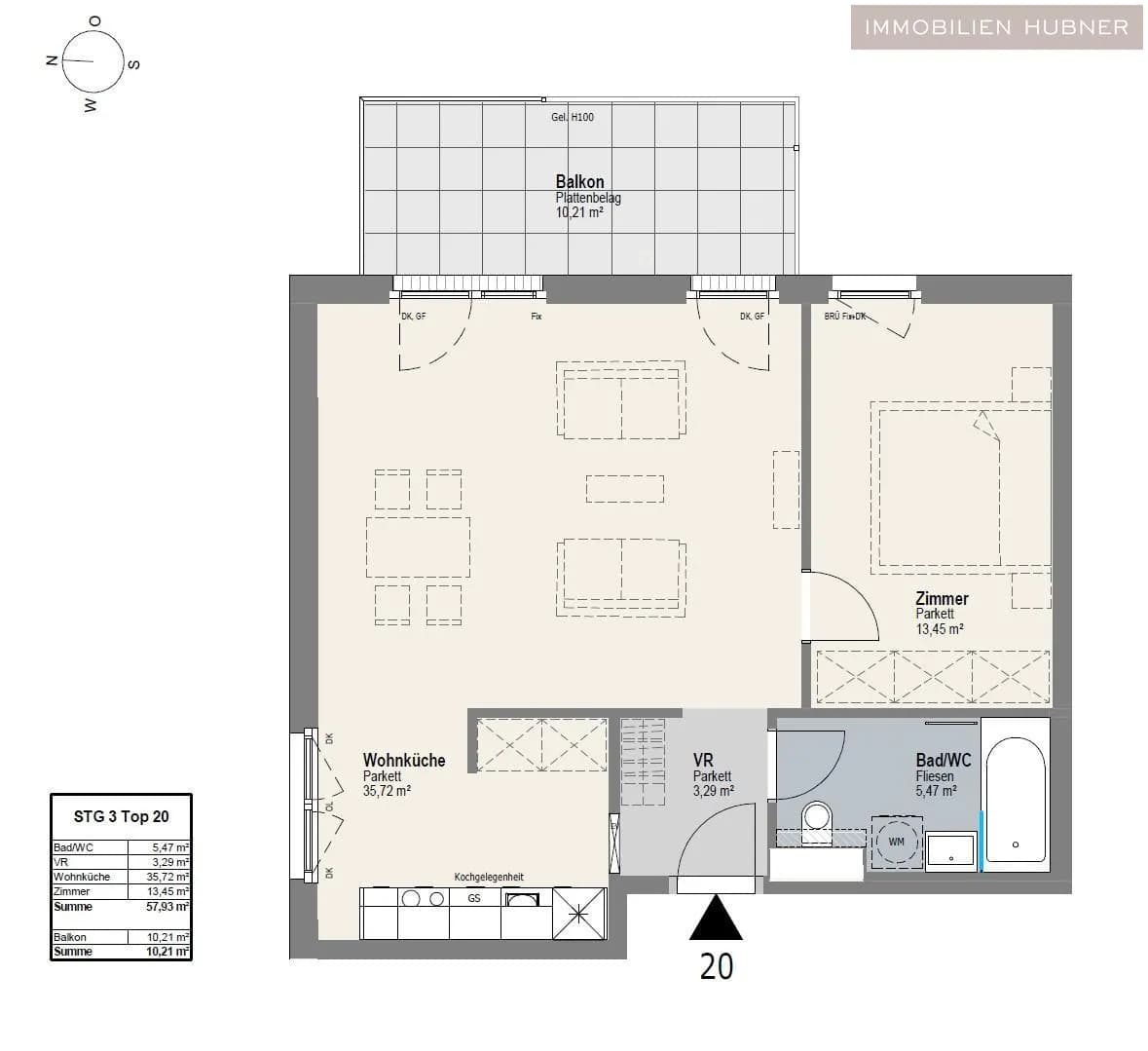 2-Zimmer-Wohnung mieten in Wien – 57,93 m², € 1.049 – Bild 10 von 11