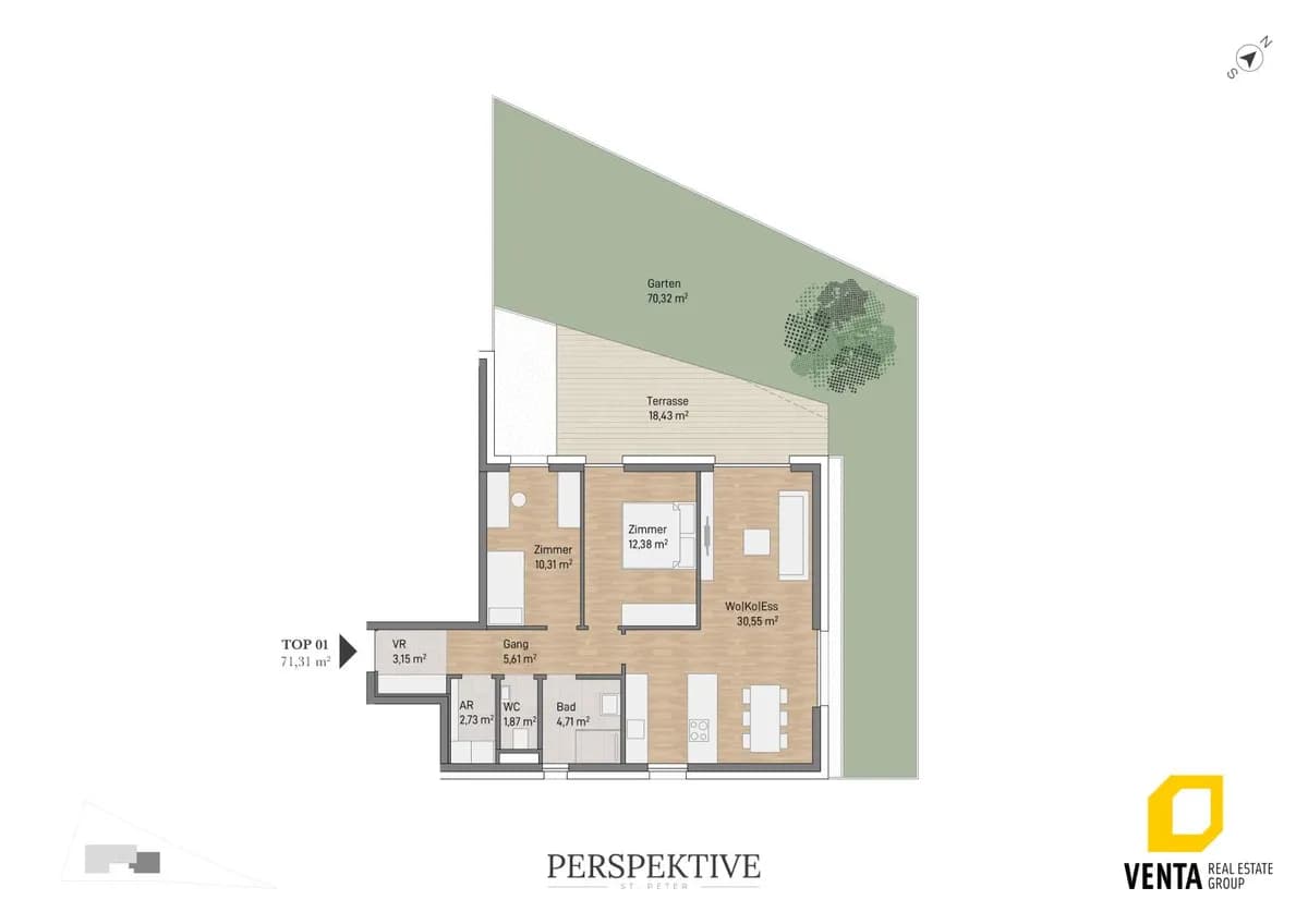3-Zimmer-Wohnung kaufen in Graz – 71,31 m², € 419.600 – Bild 3 von 5