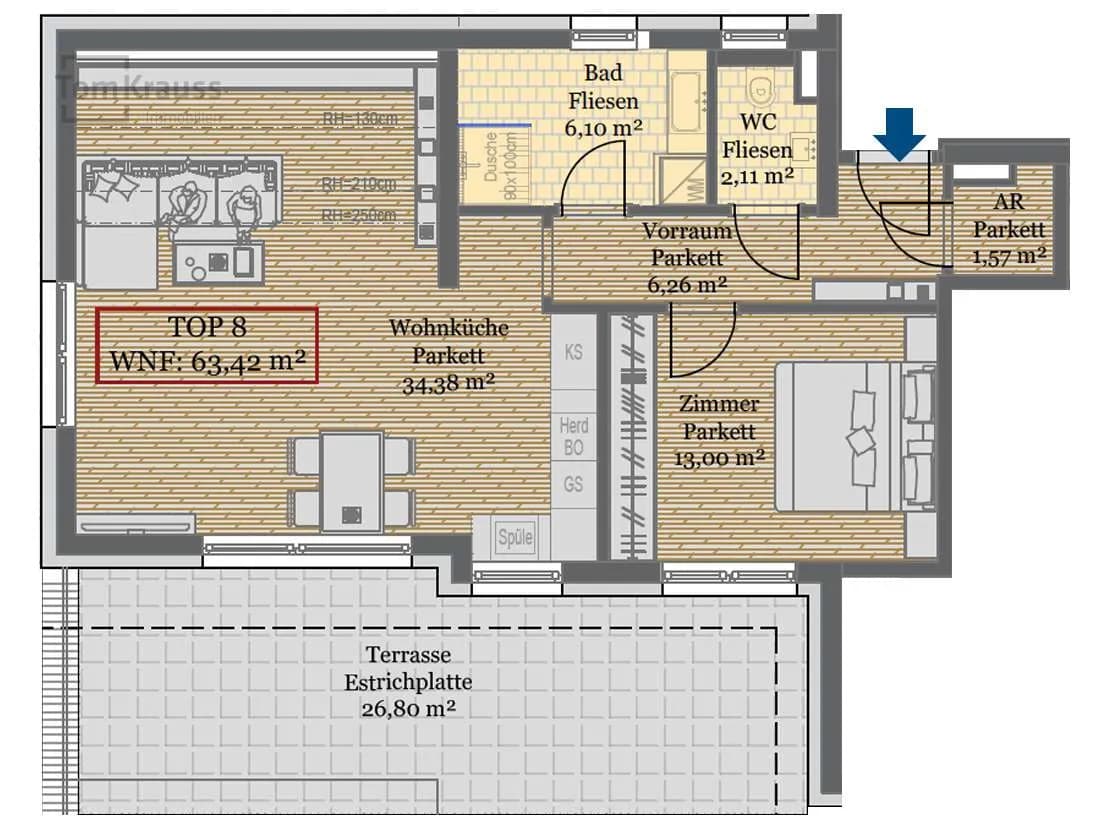 2-Zimmer-Wohnung kaufen in Wien – 63,42 m², € 511.500 – Bild 8 von 20