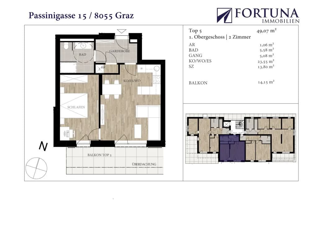 2-Zimmer-Wohnung kaufen in Graz – 49,07 m², € 245.000 – Bild 8 von 9