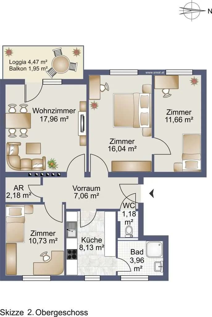 4-Zimmer-Wohnung kaufen in Salzburg Stadt – 78,9 m², € 299.900 – Bild 4 von 4