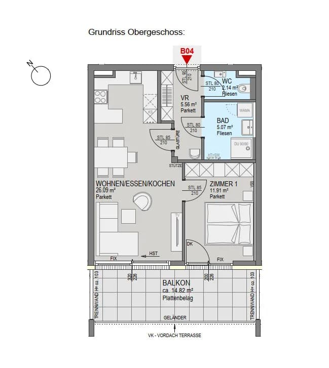 2-Zimmer-Wohnung kaufen in Graz – 50,77 m², € 359.000 – Bild 3 von 6