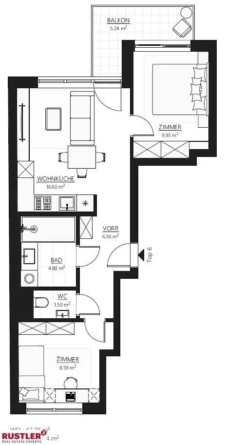 2-Zimmer-Wohnung kaufen in Wien – 47,78 m², € 293.000 – Bild 14 von 16