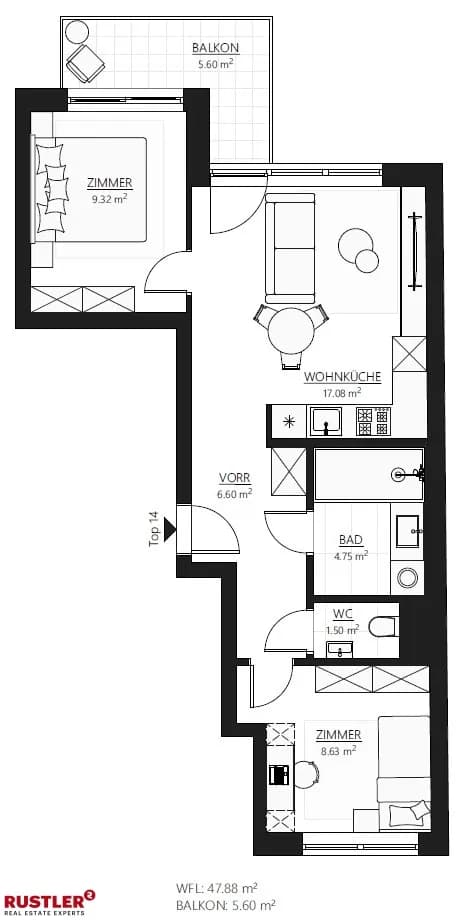 3-Zimmer-Wohnung kaufen in Wien – 47,88 m², € 313.000 – Bild 10 von 12