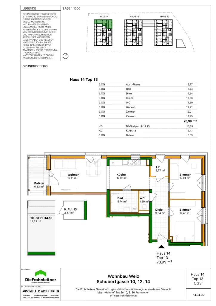 3-Zimmer-Wohnung kaufen in Weiz – 73,96 m², € 296.800 – Bild 2 von 2