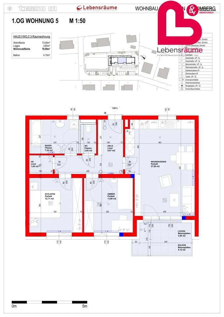 3-Zimmer-Wohnung mieten in Rohrbach – 76,89 m², € 815 – Bild 14 von 14