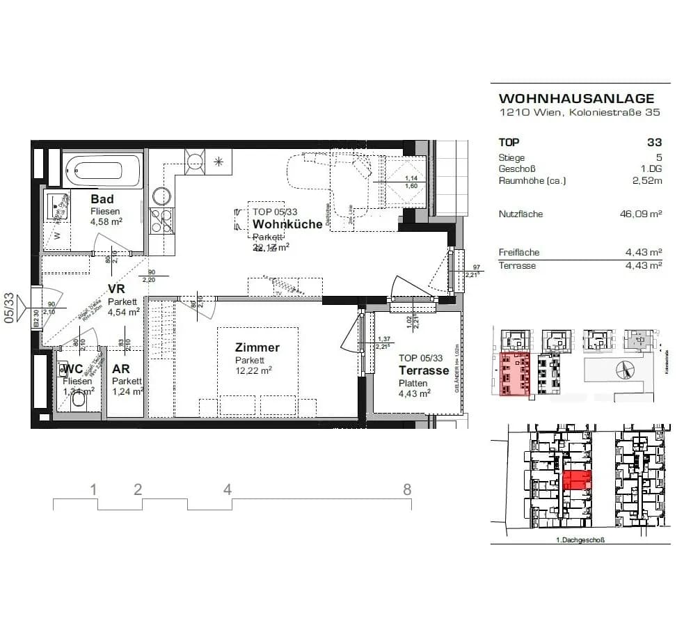 2-Zimmer-Wohnung mieten in Wien – 46,09 m², € 992 – Bild 15 von 16