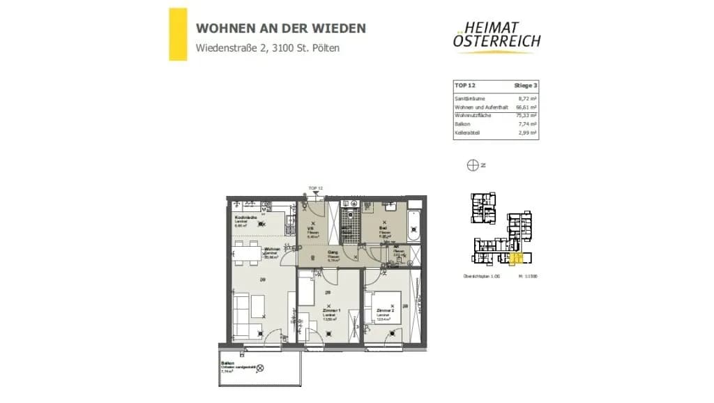 3-Zimmer-Wohnung mieten in Sankt Pölten – 75,33 m², € 952 – Bild 7 von 7
