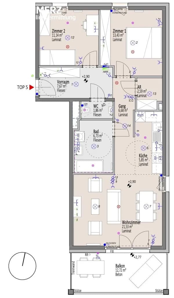 3-Zimmer-Wohnung kaufen in Wiener Neustadt – 77,48 m², € 250.695 – Bild 5 von 5
