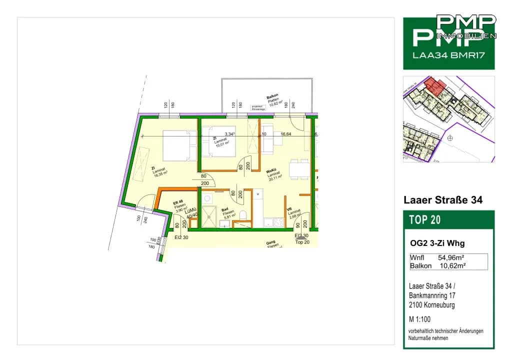 3-Zimmer-Wohnung kaufen in Korneuburg – 54,41 m², € 319.700 – Bild 13 von 18