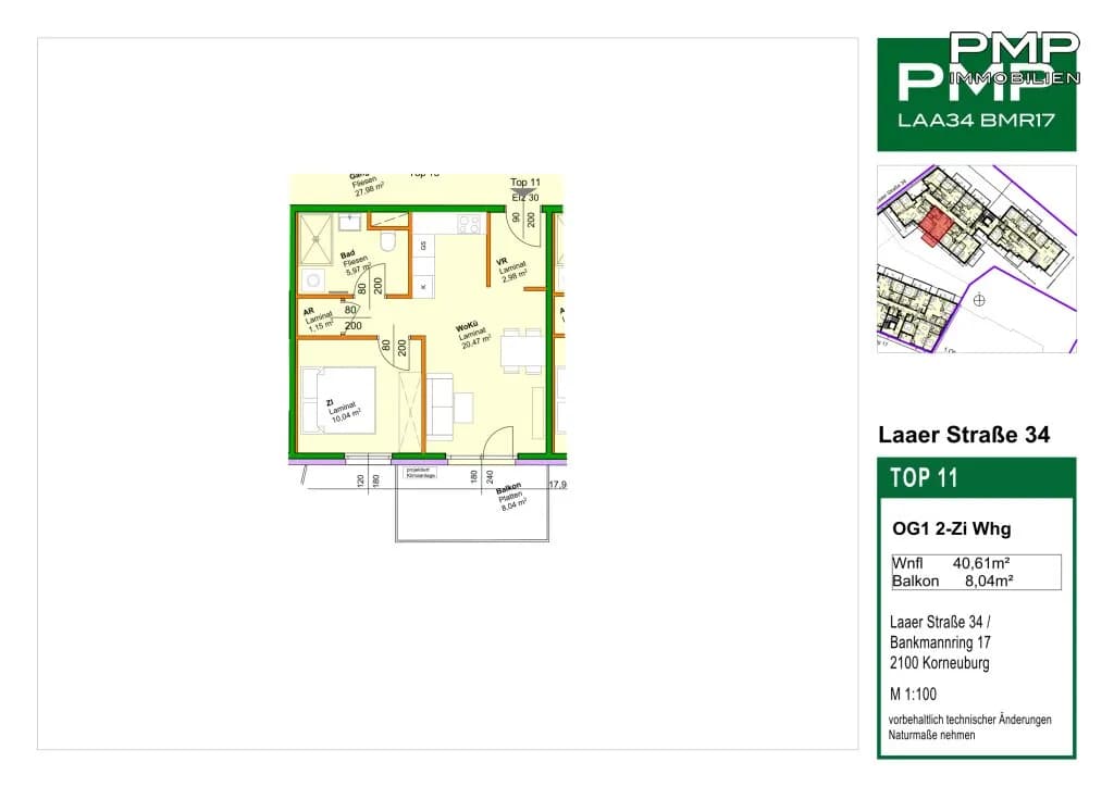 2-Zimmer-Wohnung kaufen in Korneuburg – 40,53 m², € 243.600 – Bild 13 von 18