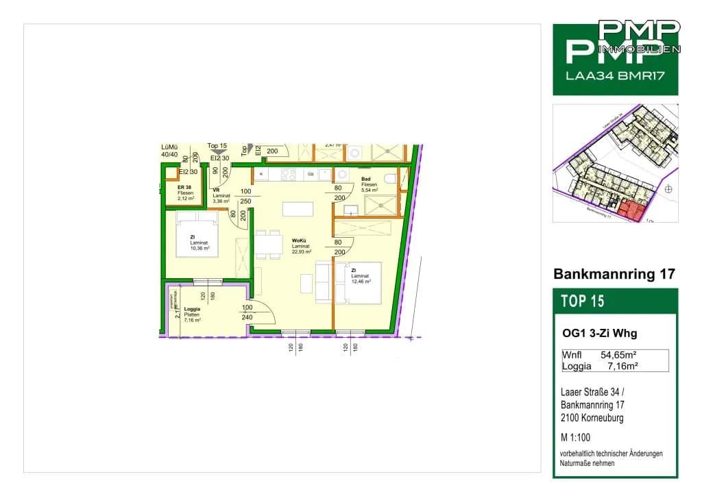 3-Zimmer-Wohnung kaufen in Korneuburg – 54,65 m², € 313.000 – Bild 13 von 18